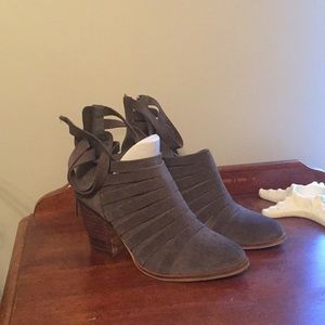 Gray suede booties